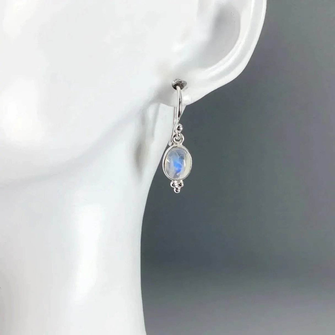 Rainbow Moonstone Dangle Earrings-Rocks and Gems Canada