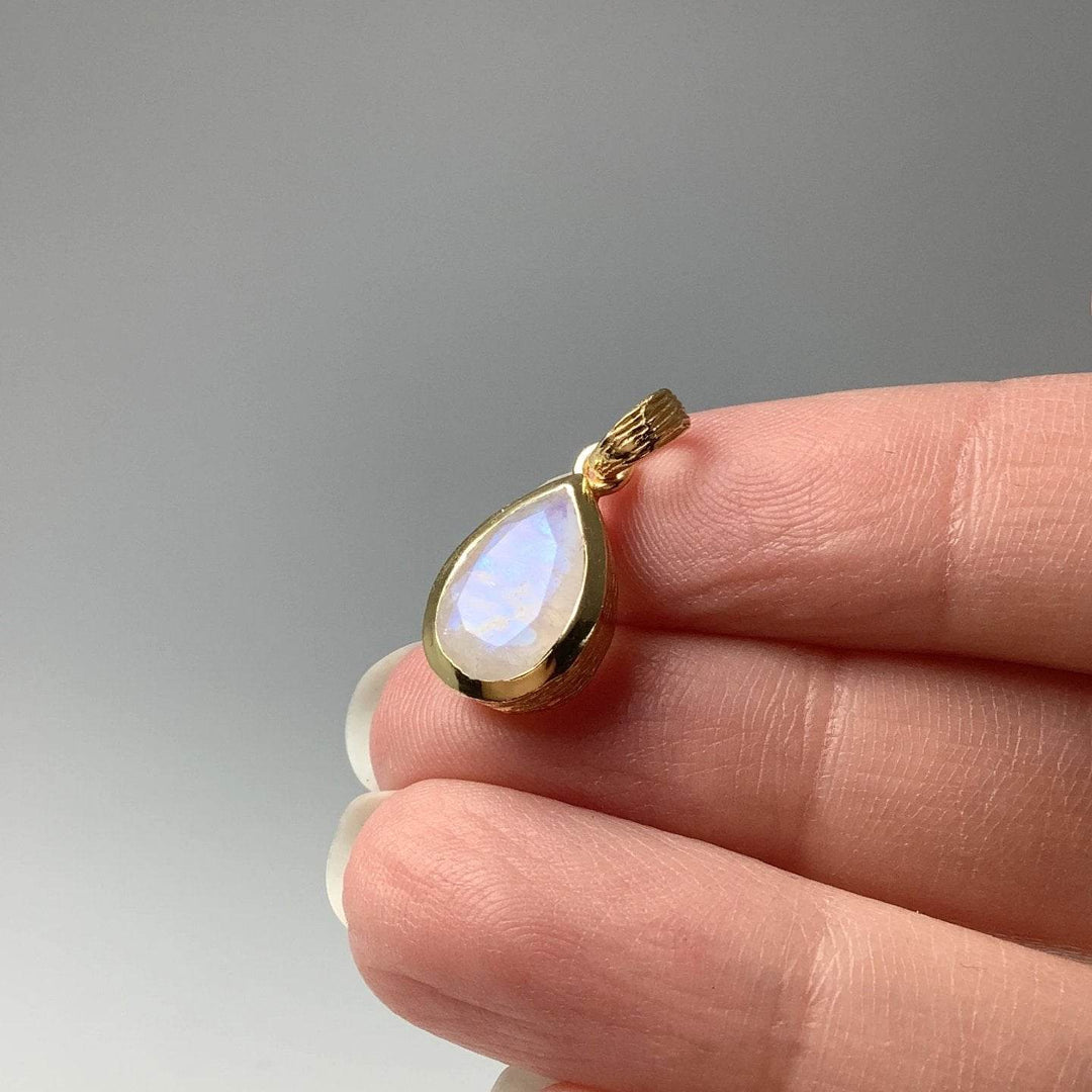Rainbow Moonstone Gold Finish Pendant-Rocks and Gems Canada