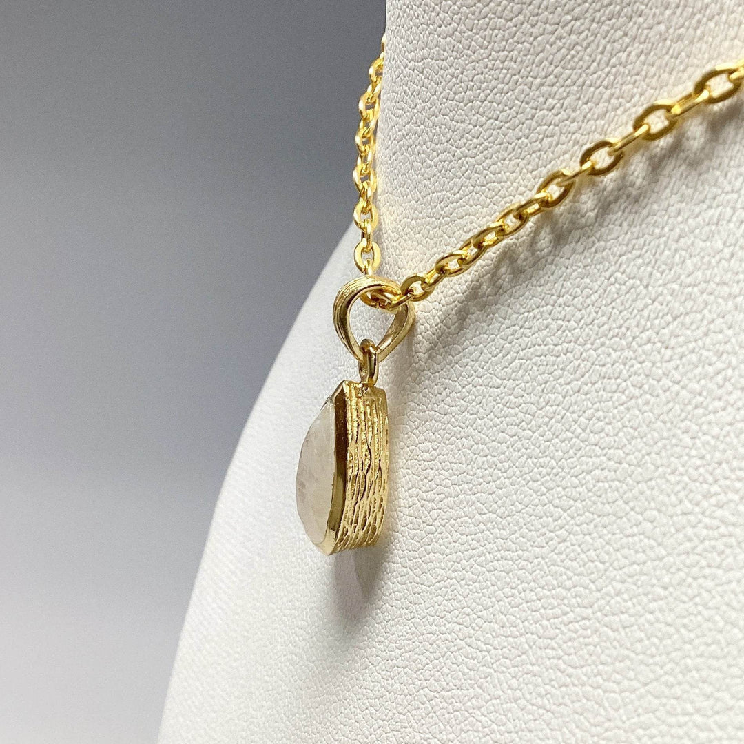 Rainbow Moonstone Gold Finish Pendant-Rocks and Gems Canada