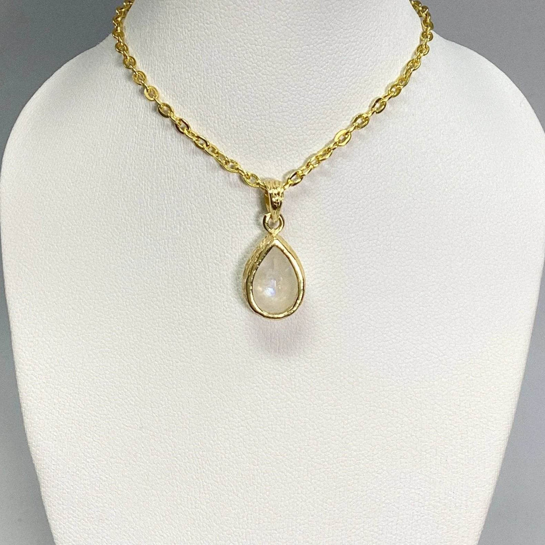 Rainbow Moonstone Gold Finish Pendant-Rocks and Gems Canada