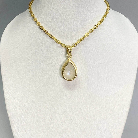 Rainbow Moonstone Gold Finish Pendant-Rocks and Gems Canada