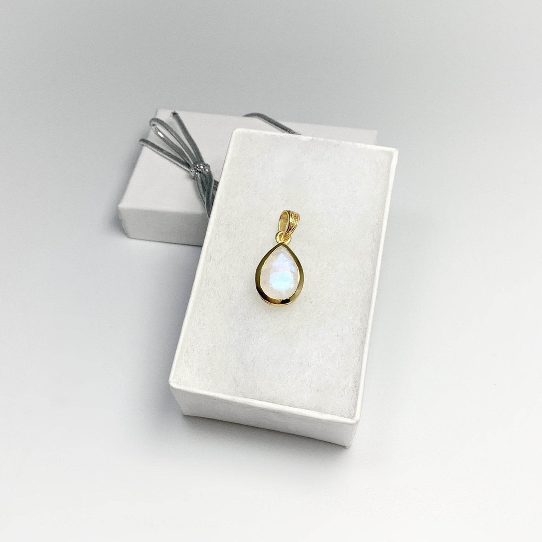 Rainbow Moonstone Gold Finish Pendant-Rocks and Gems Canada