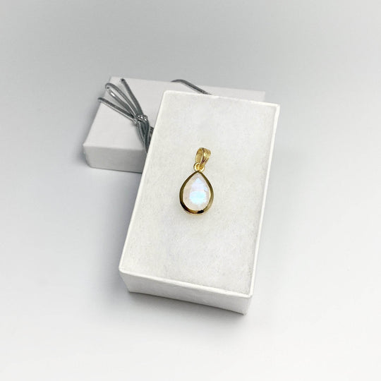 Rainbow Moonstone Gold Finish Pendant-Rocks and Gems Canada