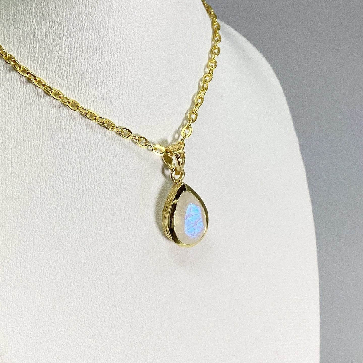 Rainbow Moonstone Gold Finish Pendant-Rocks and Gems Canada