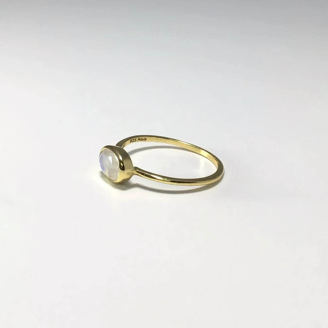 Rainbow Moonstone Gold Finish Ring-Rocks and Gems Canada