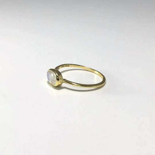 Rainbow Moonstone Gold Finish Ring-Rocks and Gems Canada