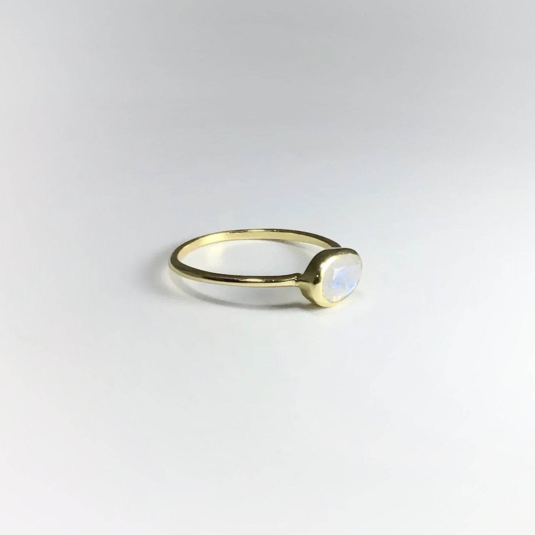 Rainbow Moonstone Gold Finish Ring-Rocks and Gems Canada
