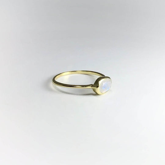 Rainbow Moonstone Gold Finish Ring-Rocks and Gems Canada