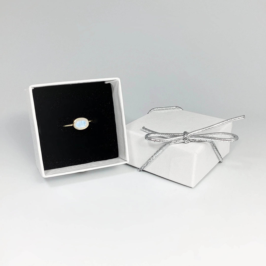 Rainbow Moonstone Gold Finish Ring-Rocks and Gems Canada