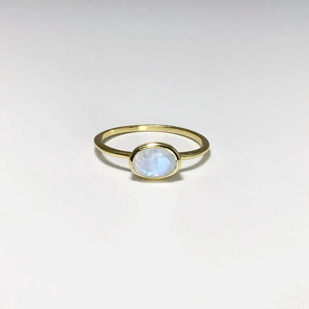 Rainbow Moonstone Gold Finish Ring-Rocks and Gems Canada