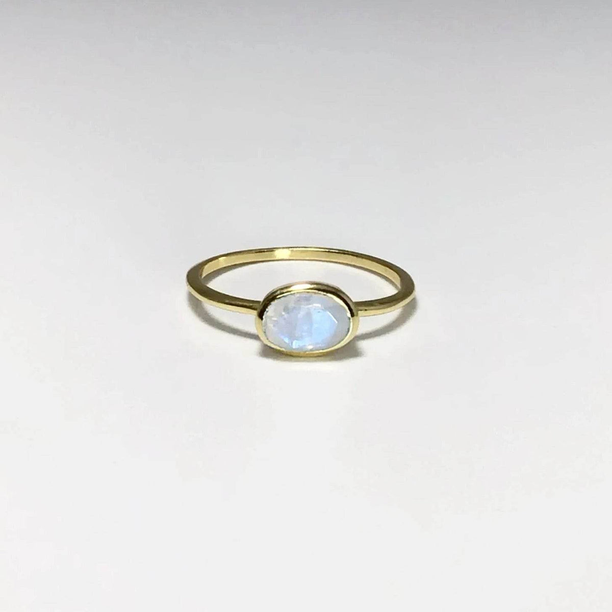 Rainbow Moonstone Gold Finish Ring-Rocks and Gems Canada