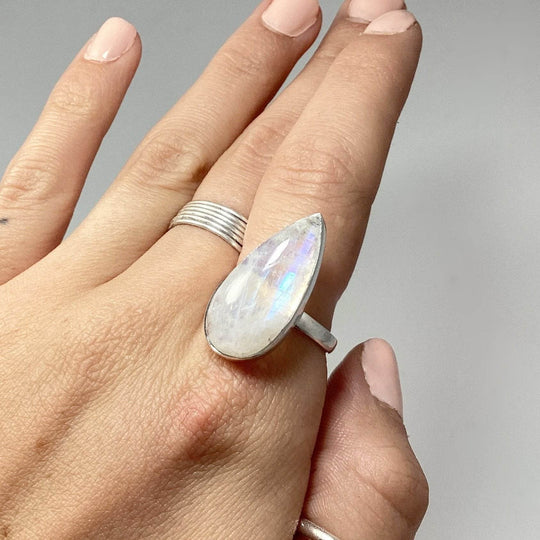 Rainbow Moonstone Ring-Rocks and Gems Canada