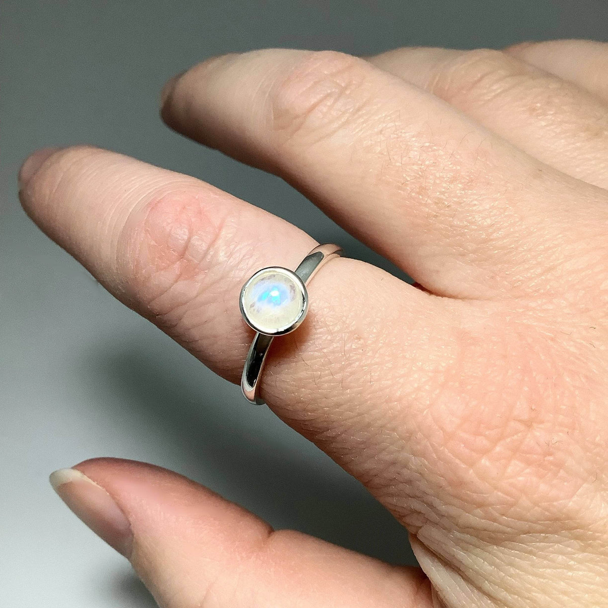 Rainbow Moonstone Ring-Rocks and Gems Canada