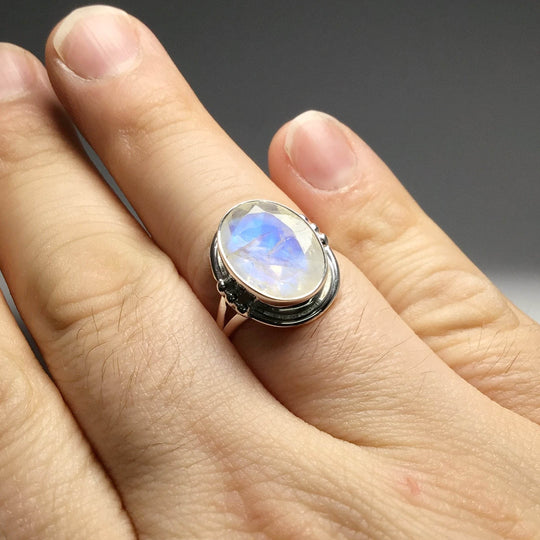 Rainbow Moonstone Ring-Rocks and Gems Canada