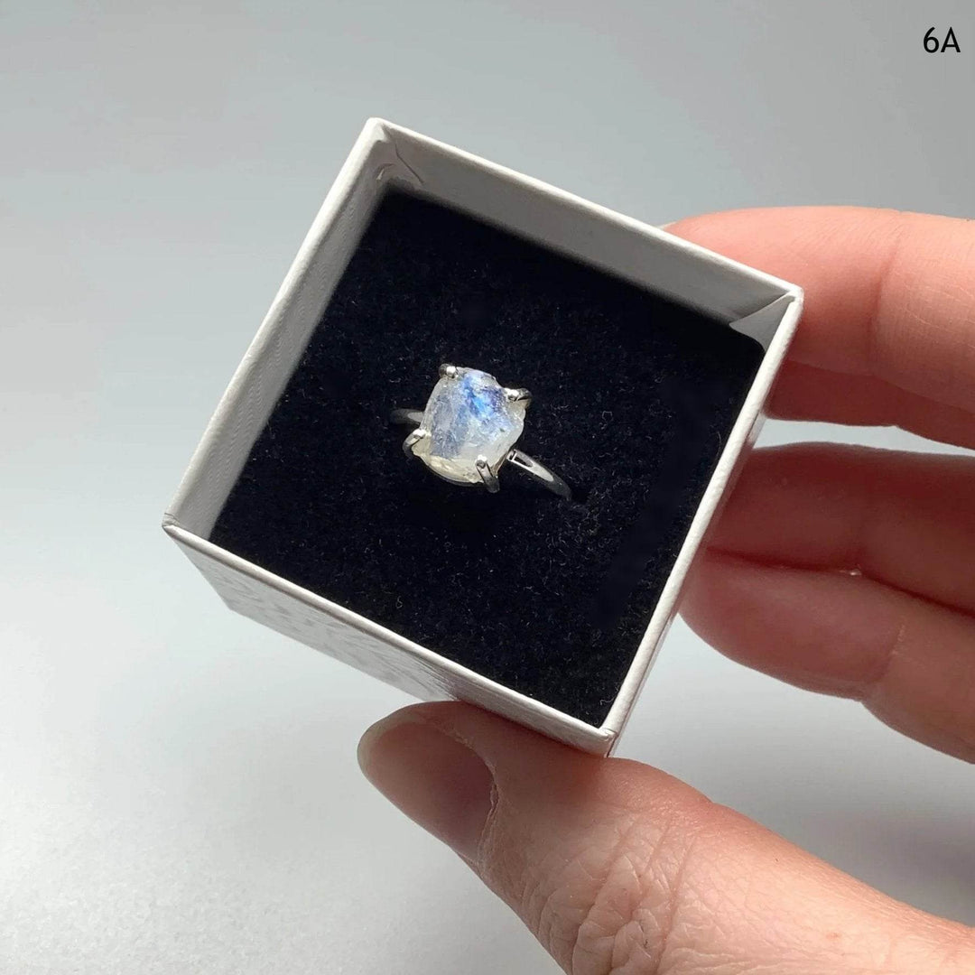 Raw Rainbow Moonstone Ring-Rocks and Gems Canada