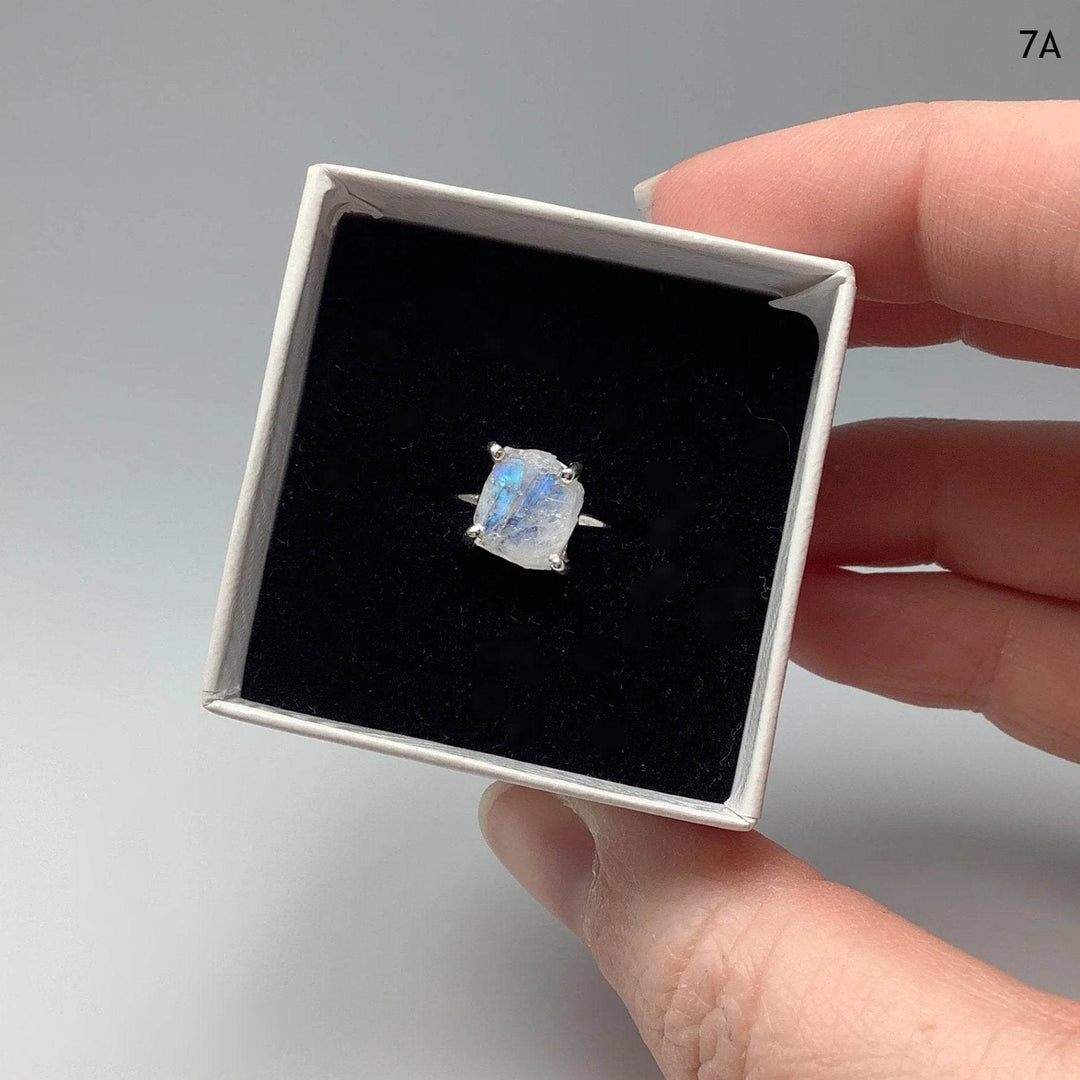 Raw Rainbow Moonstone Ring-Rocks and Gems Canada