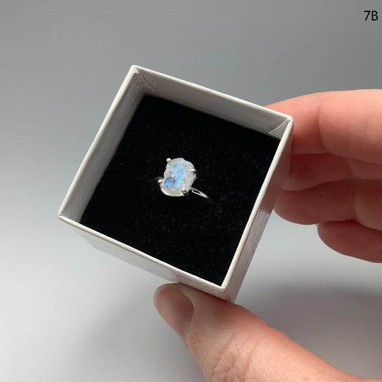 Raw Rainbow Moonstone Ring-Rocks and Gems Canada