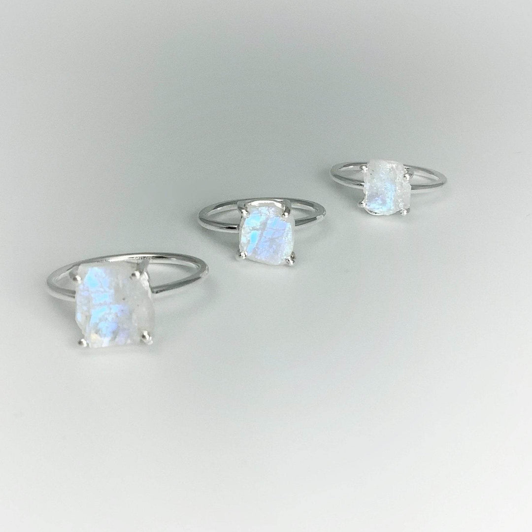 Raw Rainbow Moonstone Ring-Rocks and Gems Canada
