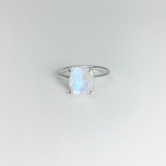 Raw Rainbow Moonstone Ring-Rocks and Gems Canada