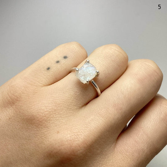 Raw Rainbow Moonstone Ring-Rocks and Gems Canada