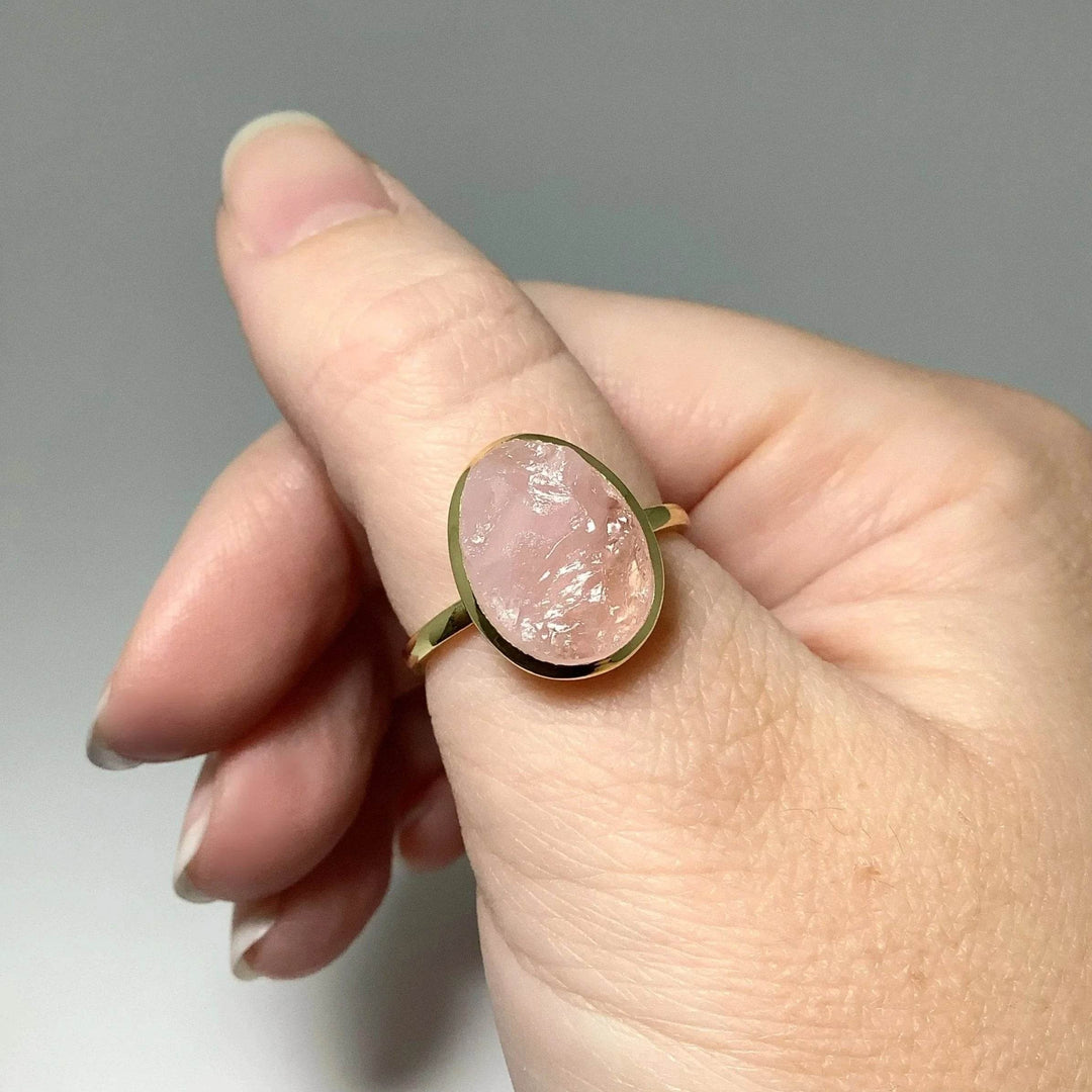 Raw Rose Quartz Ring-Rocks and Gems Canada