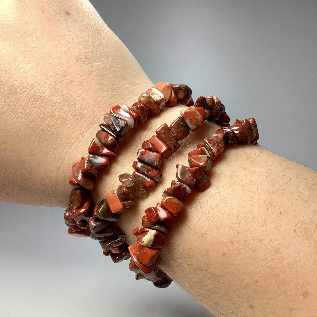 Red Brecciated Jasper Chip Beaded Bracelet-Rocks and Gems Canada