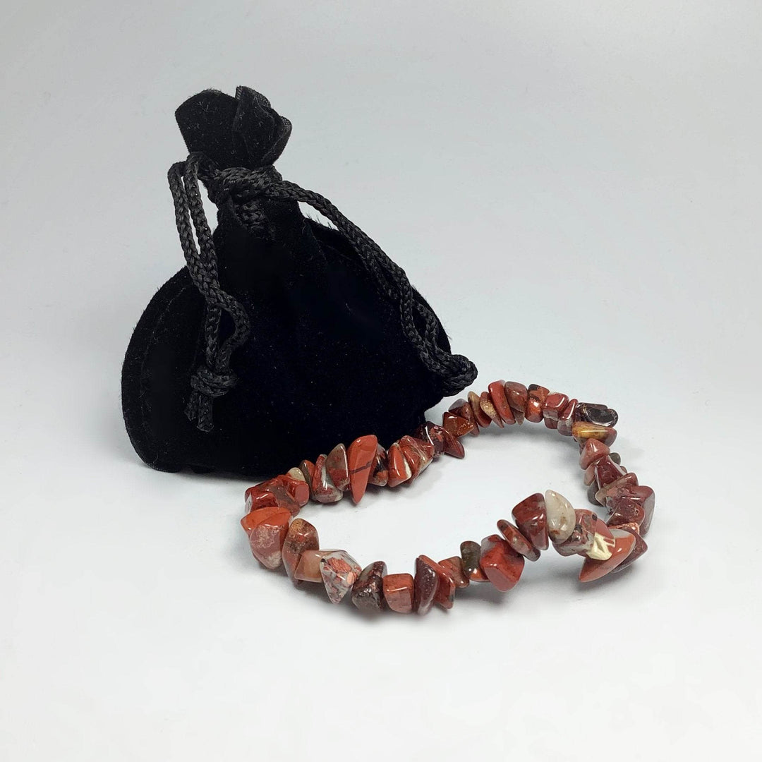 Red Brecciated Jasper Chip Beaded Bracelet-Rocks and Gems Canada