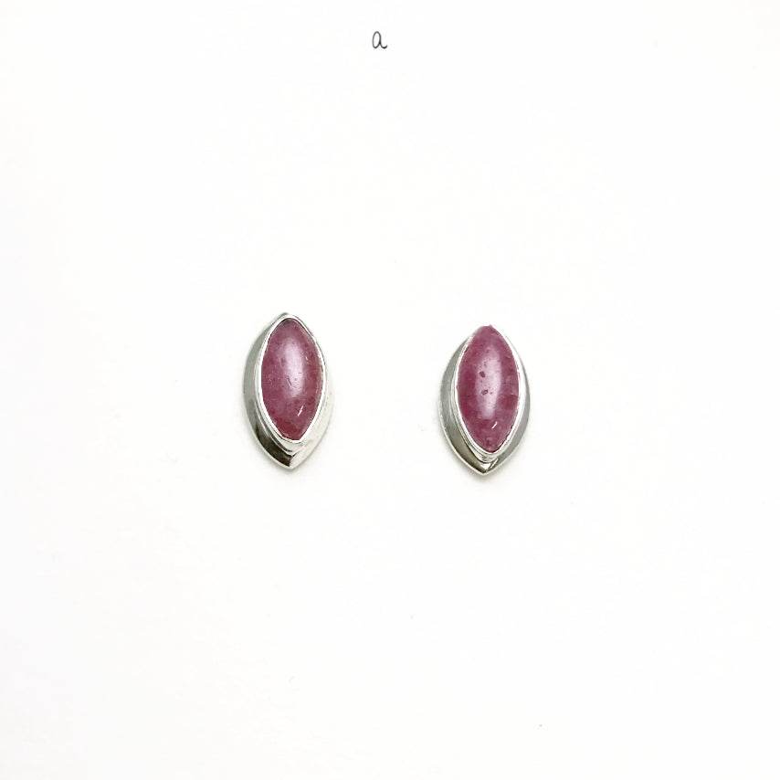Rhodonite Stud Earrings-Rocks and Gems Canada