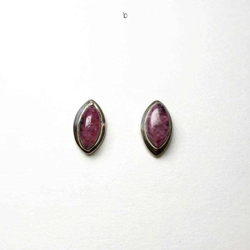 Rhodonite Stud Earrings-Rocks and Gems Canada