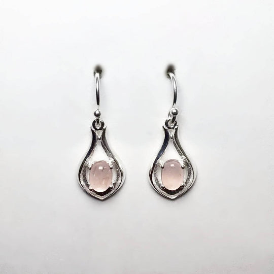 Rose Quartz Dangle Earrings-Rocks and Gems Canada