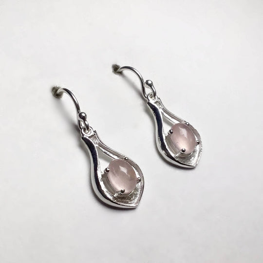 Rose Quartz Dangle Earrings-Rocks and Gems Canada