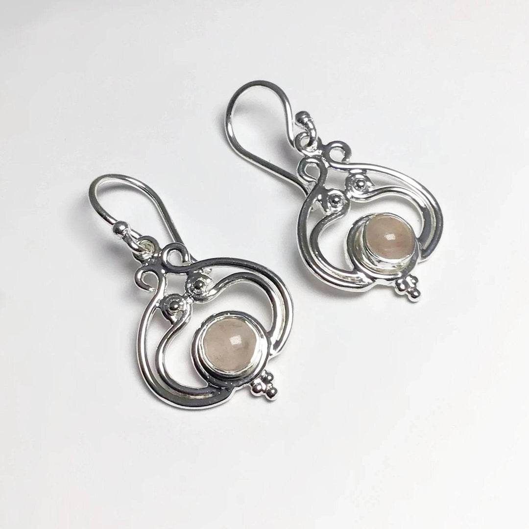 Rose Quartz Dangle Earrings-Rocks and Gems Canada
