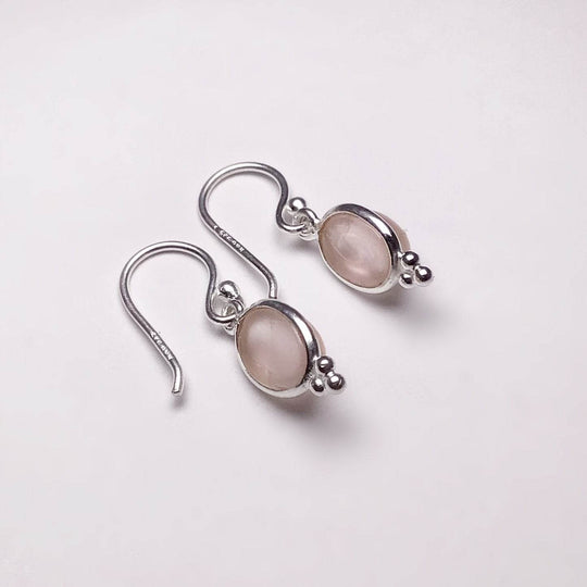 Rose Quartz Dangle Earrings-Rocks and Gems Canada