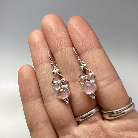 Rose Quartz Dangle Earrings-Rocks and Gems Canada