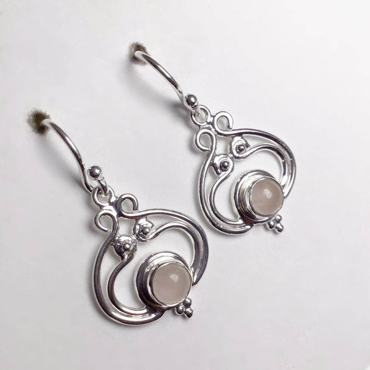 Rose Quartz Dangle Earrings-Rocks and Gems Canada