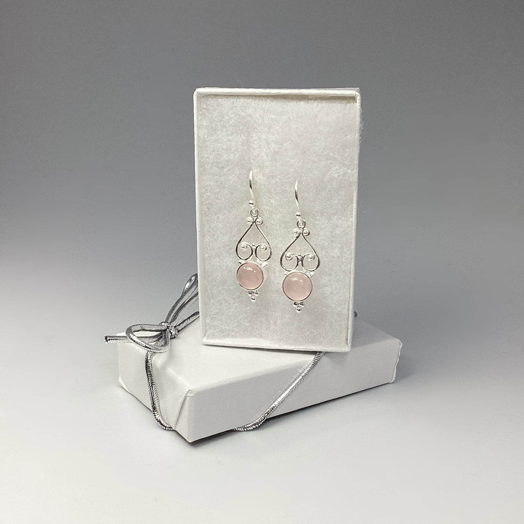 Rose Quartz Dangle Earrings-Rocks and Gems Canada
