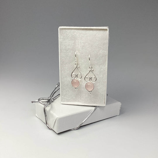 Rose Quartz Dangle Earrings-Rocks and Gems Canada