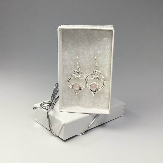 Rose Quartz Dangle Earrings-Rocks and Gems Canada