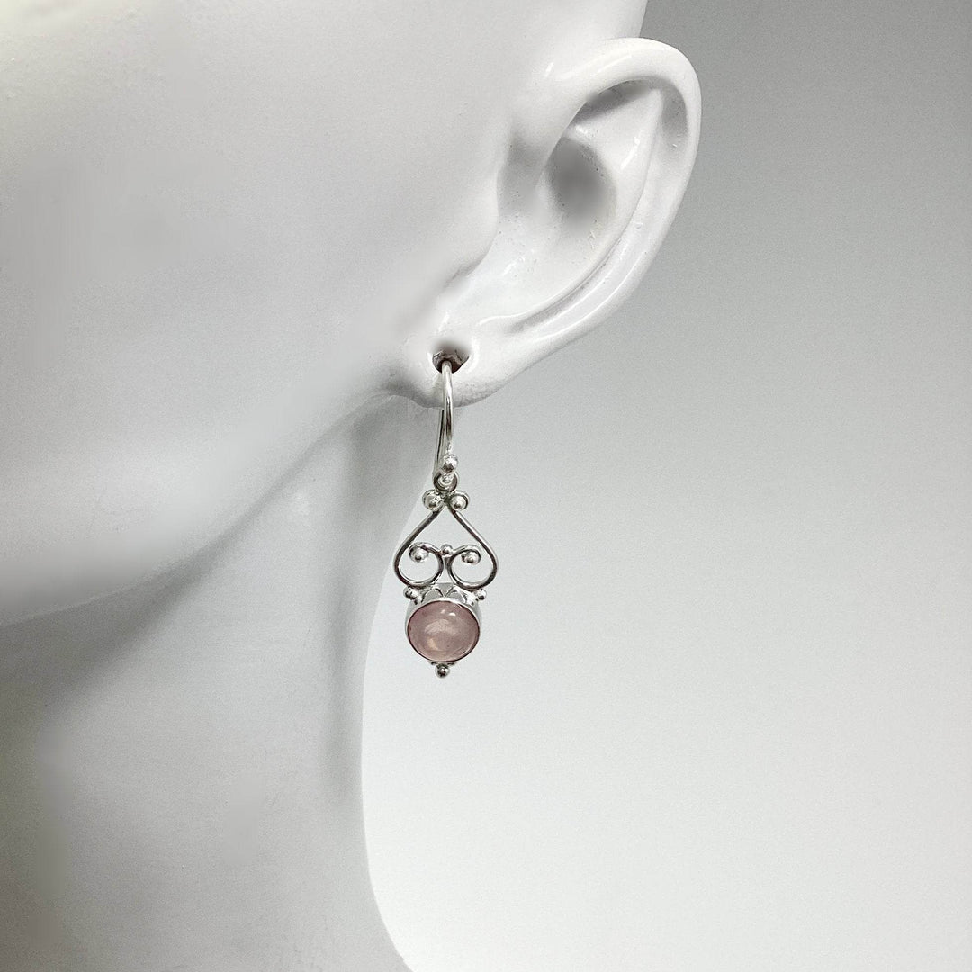 Rose Quartz Dangle Earrings-Rocks and Gems Canada
