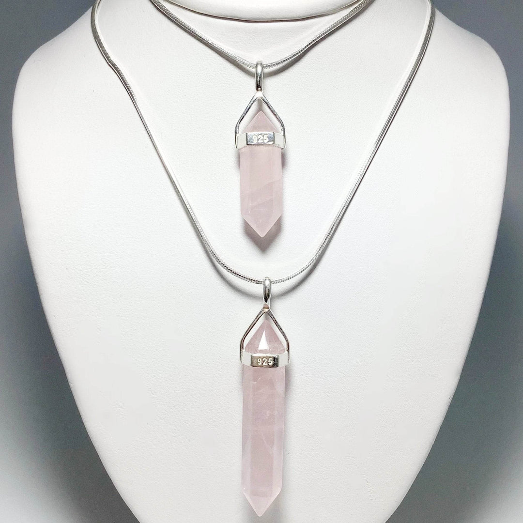 Rose Quartz Double Terminated Point Pendant-Rocks and Gems Canada