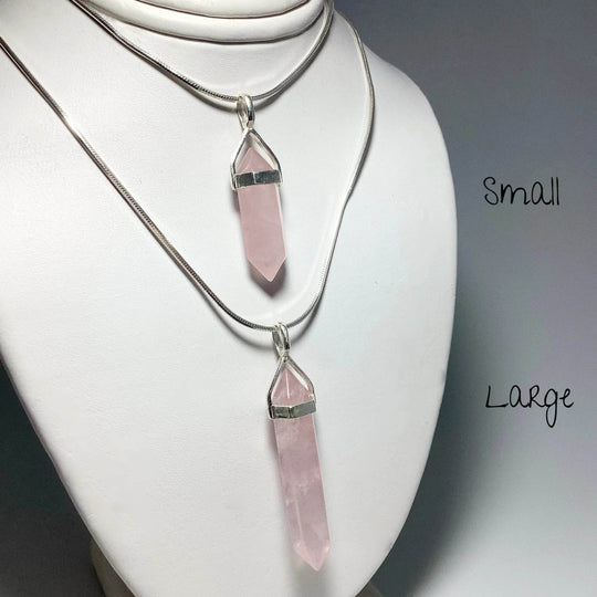 Rose Quartz Double Terminated Point Pendant-Rocks and Gems Canada