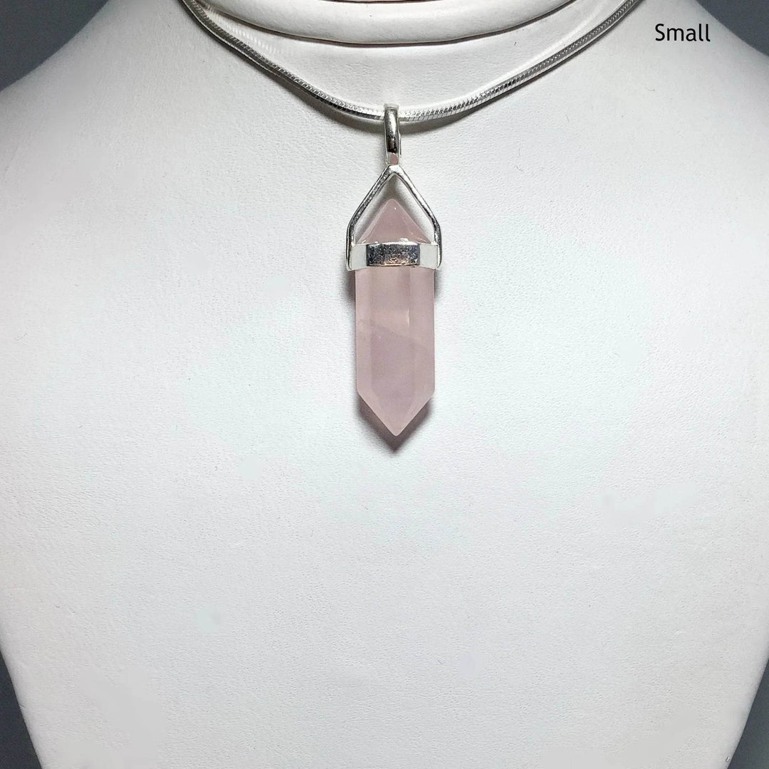 Rose Quartz Double Terminated Point Pendant-Rocks and Gems Canada