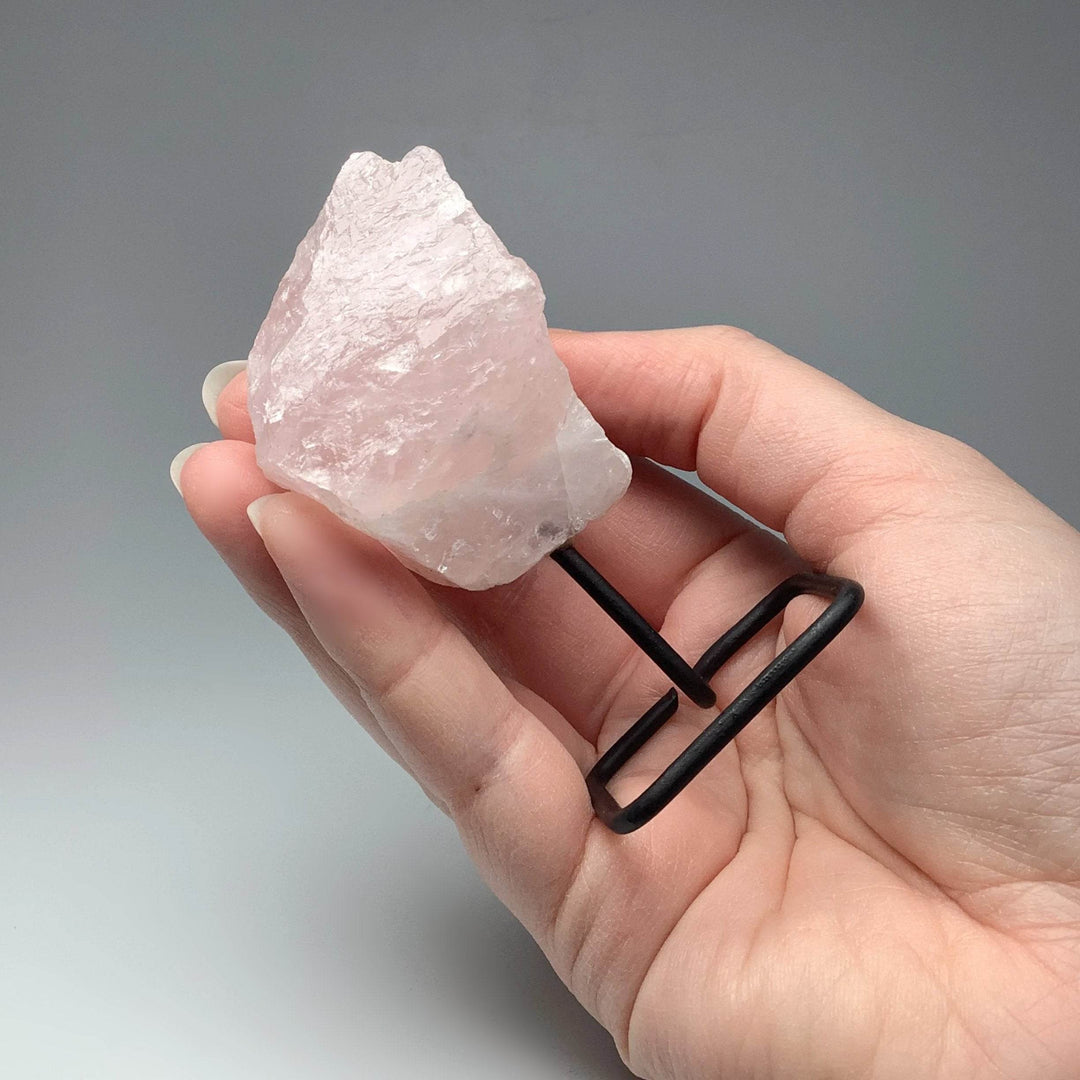 Rough Rose Quartz on Stand-Rocks and Gems Canada