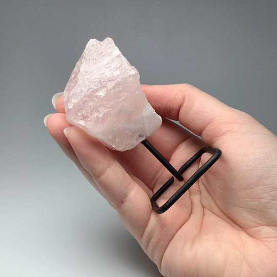 Rough Rose Quartz on Stand-Rocks and Gems Canada