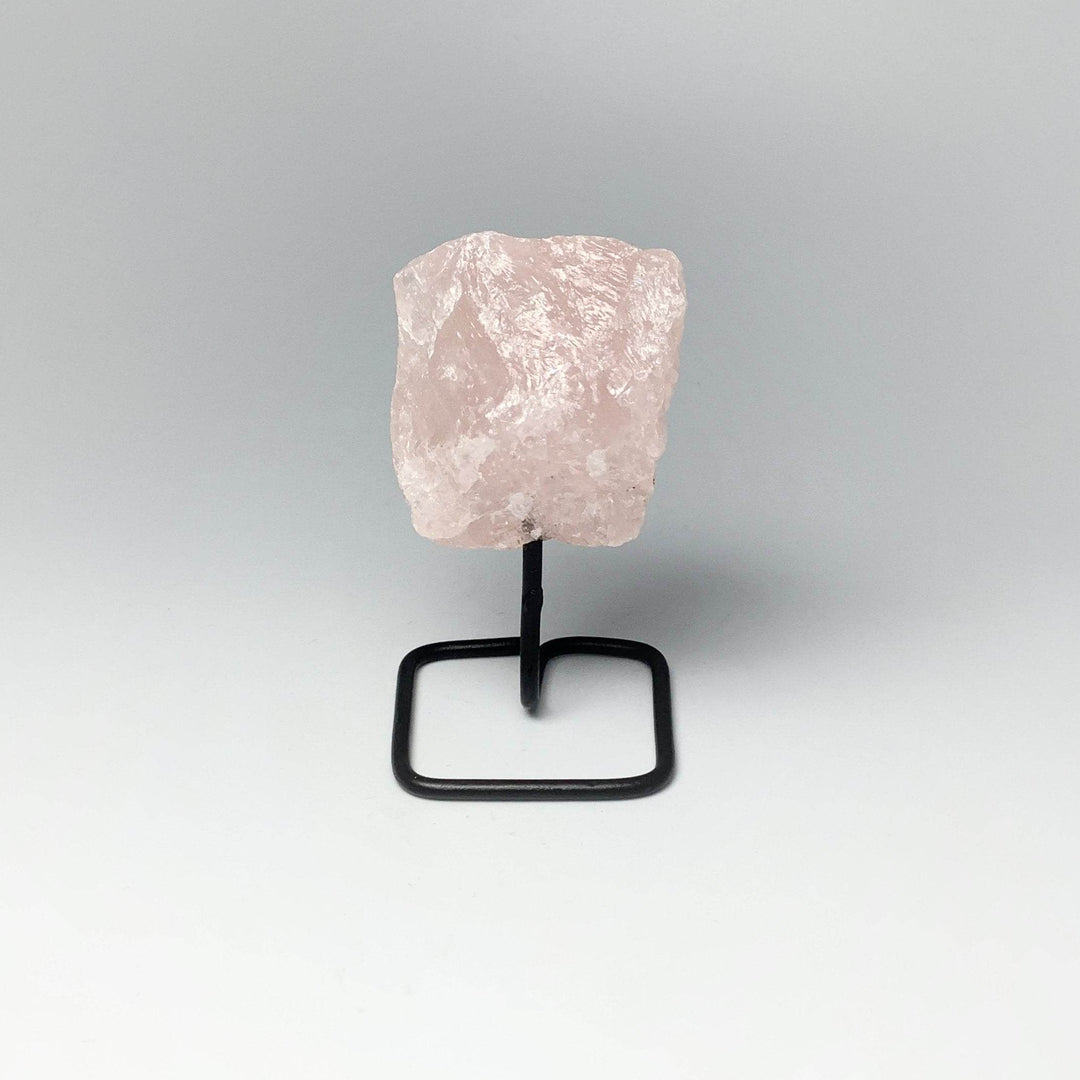Rough Rose Quartz on Stand-Rocks and Gems Canada