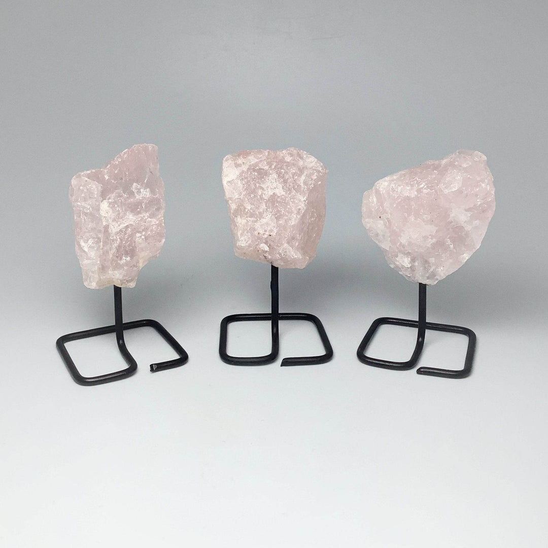 Rough Rose Quartz on Stand-Rocks and Gems Canada