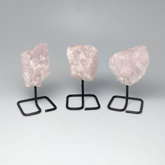 Rough Rose Quartz on Stand-Rocks and Gems Canada