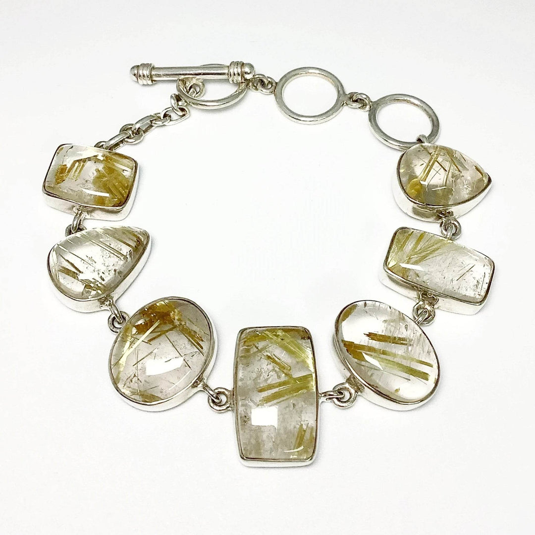 Rutilated Quartz Sterling Silver Bracelet-Rocks and Gems Canada