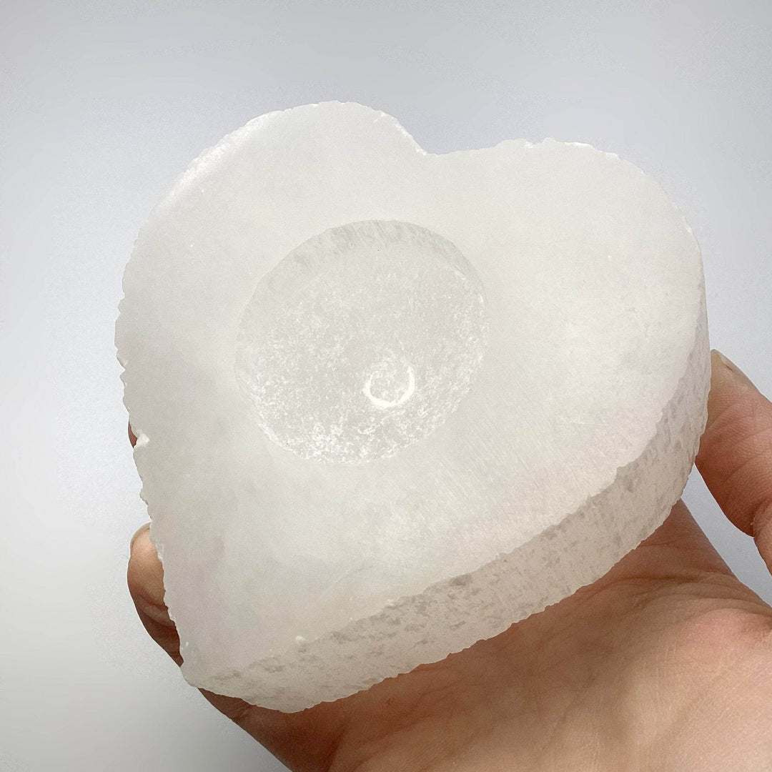 Selenite Heart Candle Holder-Rocks and Gems Canada