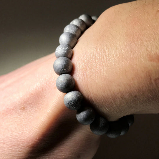 Druzy Matte Silver Beaded Bracelet - Rocks and Gems Canada